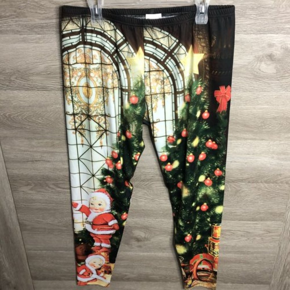 CowCow Womens 3XL Christmas Tree Leggings NEW